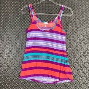 Vintage 90s Splendid Multi Color Striped Tank Top Women's Size Small Made In USA